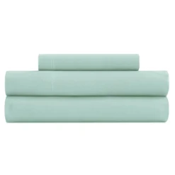 Vipalia - Juego De Sábanas Lisas 3 Piezas 50% Algodón - 50% Poliester. Modelo Rainbow Cama 150 Cm, Color Verde Agua