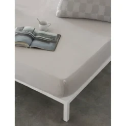 Sábana Bajera Ajustable Naturals ELBA Gris Claro 90 X 190/200 Cm (Cama De 90)