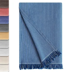 Vipalia Colcha Multiusos Sofa. Plaid Para Cama. Manta Foulard Cubresofa Cubrecama. Comoda Practica Y Suave. Poliester Algodon. Calidad Diseño. Paul 180 X 260 Cm Azul