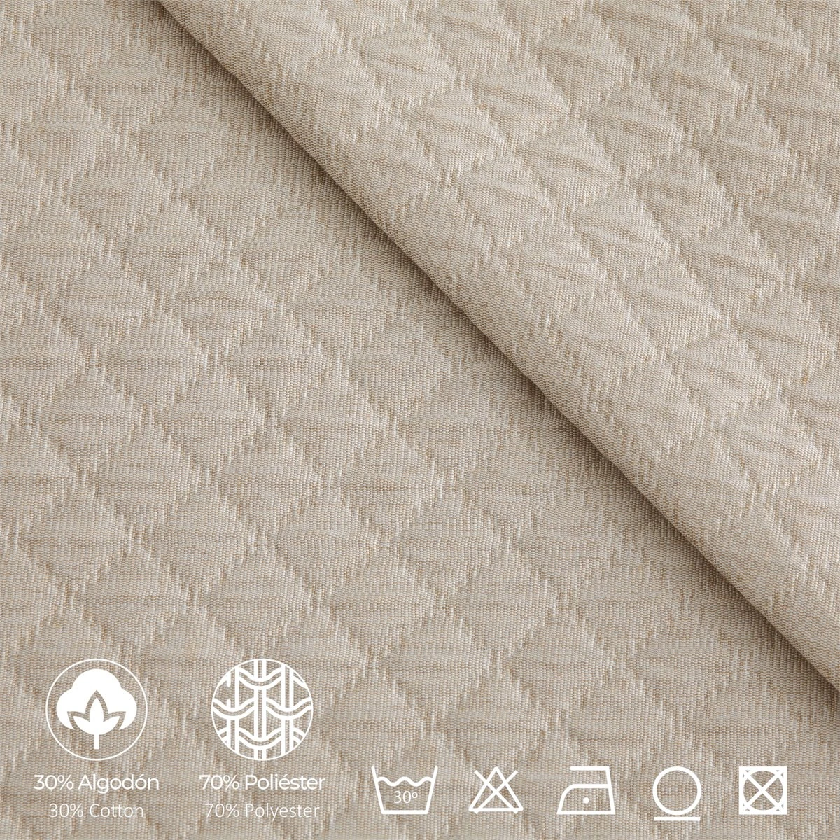 Vipalia - Colcha Bouti Pique 30% Algodón - 70% Poliester. Modelo Silver Cama 135 Cm - 235x260 Cm, Color Beige/Marfil 6 Vipalia - Colcha Bouti Pique 30% Algodón - 70% Poliester. Modelo Silver Cama 135 Cm - 235x260 Cm, Color Beige/Marfil - Imagen 6