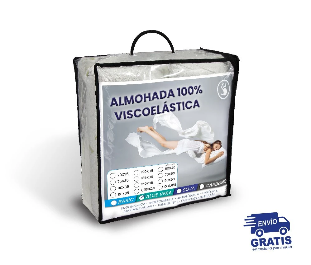 Conjunto De 2 Almohadas Visco Aloe Vera De SonnoMattress 90x35 3 Conjunto De 2 Almohadas Visco Aloe Vera De SonnoMattress 90x35 - Imagen 3