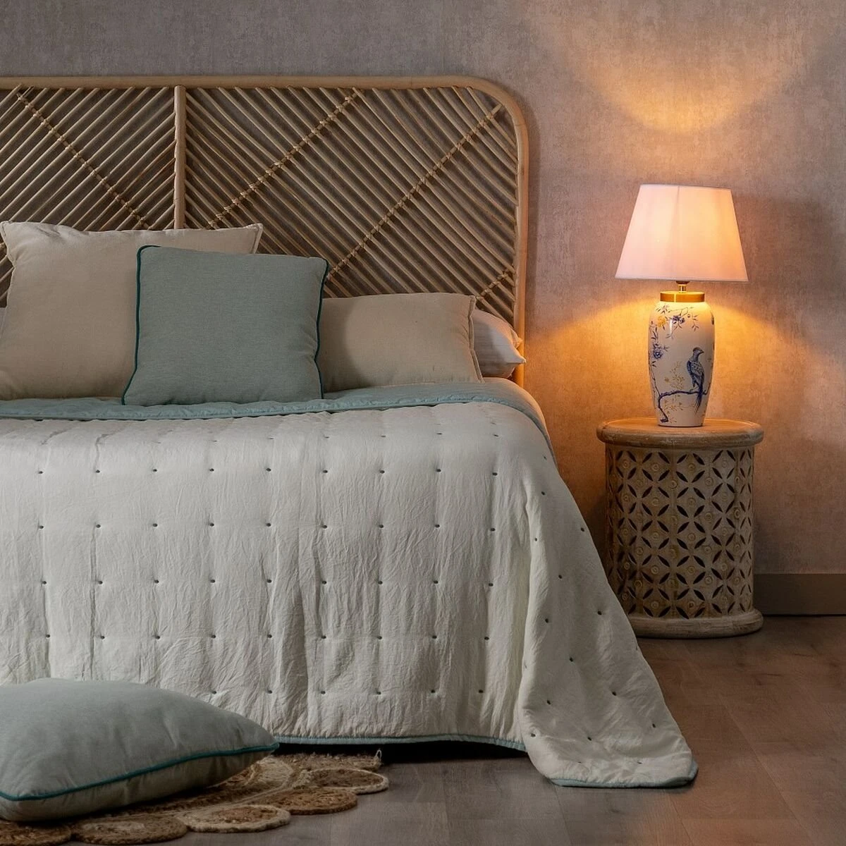 Colcha 230 X 280 Cm Azul Crema 2 Colcha 230 X 280 Cm Azul Crema - Imagen 2