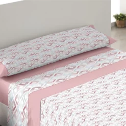 Juego De Sábanas Tres Piezas Donegal Rombo Cama De 90 Rosa