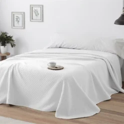 Vipalia - Colcha Bouti Pique 30% Algodón - 70% Poliester. Modelo Silver Cama 90 Cm - 180x260 Cm, Color Blanco/Marfil -Outlet Colcha Viva Tienda ba24d26371499da912112fb593542bedbe3360df 2d3b14ea929c42ca92848e24b60ef7b8
