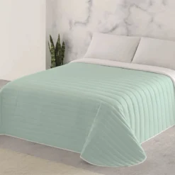 COLCHA BOUTI REVERSIBLE BICOLOR L.702 VERDE/BLANCO CAMA 90